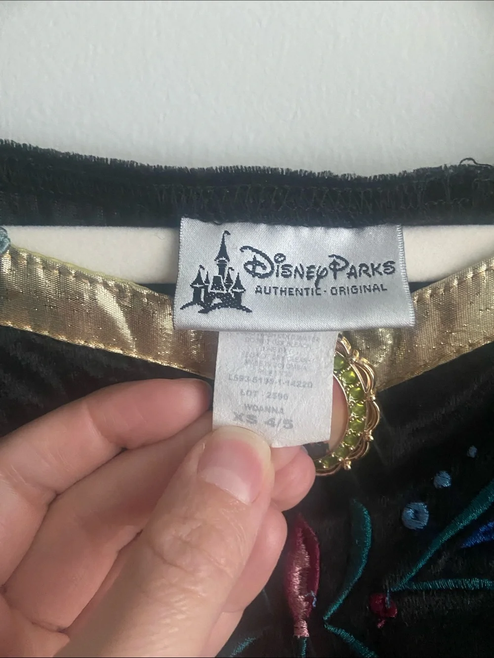 Disney Parks Ana Coronation Frozen Dress size xs 4/5 green striped black velvet